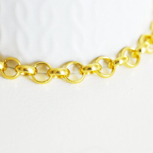 Chaine maille rollo aluminium doré 8mm,chaine collier pour création bijoux dorés x1mètre g4060