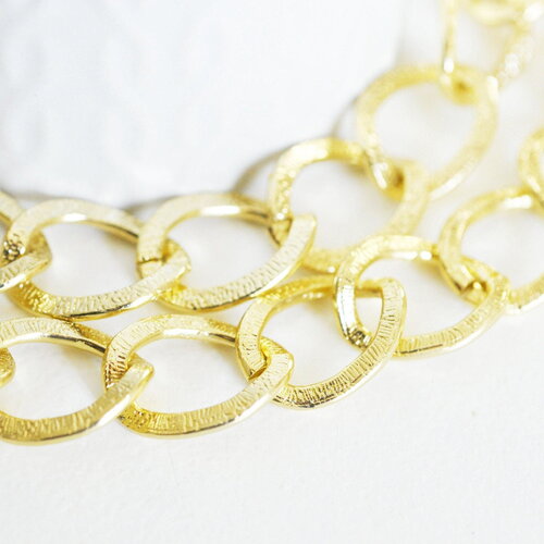 Chaine doré maille ronde texturée aluminium doré,chaine collier,création bijoux,chaine martelée,20mm, x1 mètre g2774