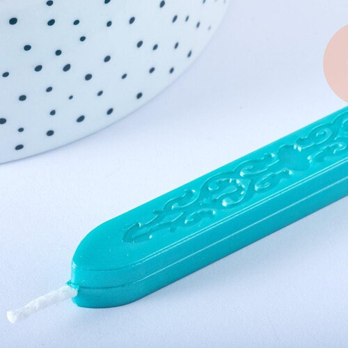Batonnet de cire à cacheter vert nacré avec mèche, x1 (g7158)