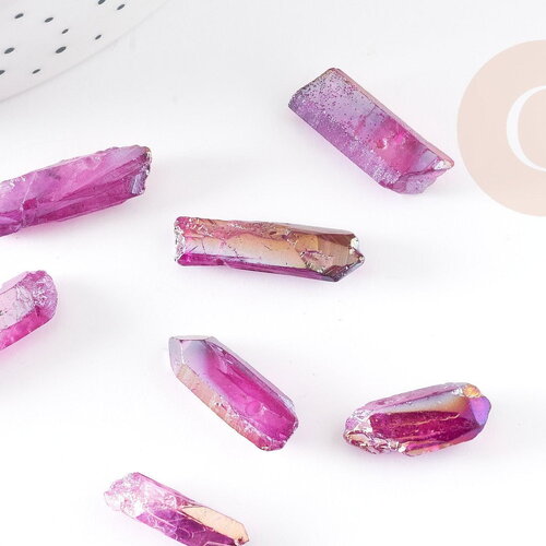 Perles cristal de roche violet irisé 20-50mm, perle pierre brute et naturelle pour création de bijoux, x10 (g5210)