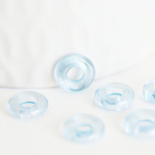Pendentif donut verre bleu, un pendentif rond verre pour vos créations de bijoux,10x3mm, x 10 (3.3g) g3668