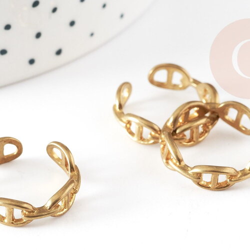 Bague réglable maille boucle laiton brut 16mm, x2 (g3757)