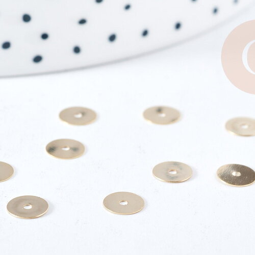 Rondelles acier doré inoxydable 6mm,perles intercalaires disque pour création bijoux acier,x 20 g8732