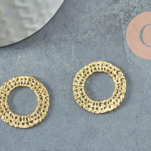 Pendentif rond laiton brut, breloque laiton brut, bijou laiton, création bijoux,pendentif laiton brut,22mm, x2 (g2188)