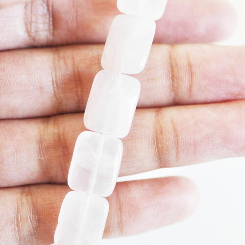 Perle rectangle quartz rose naturelle, pierre précieuse, 16mm, fil de 12 perles, x1 (g2132)