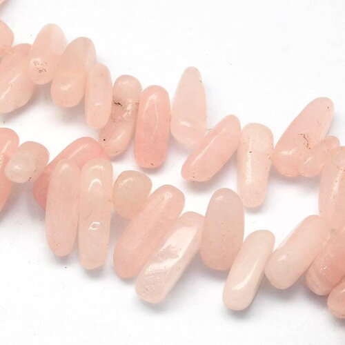 Perle ovale quartz rose, pierre précieuse, pierre naturelle, pierre roulée, 13-22mm, fil de 22cm, x1 (g1475)