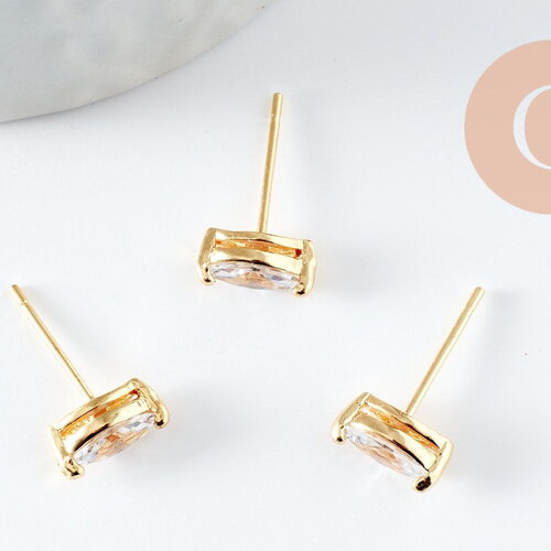 Boucles puces laiton doré cristal, x2 (g1510)