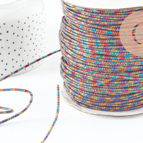 Cordon rigide polyester multicolore 2mm, x 1mètre g9636