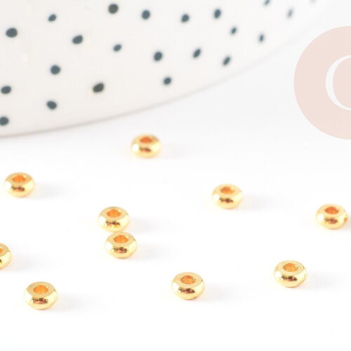 Perle intercalaire rondelles laiton doré 4mm,perle disque dorée pour création bijoux, x 10 20 50 100 - g3141