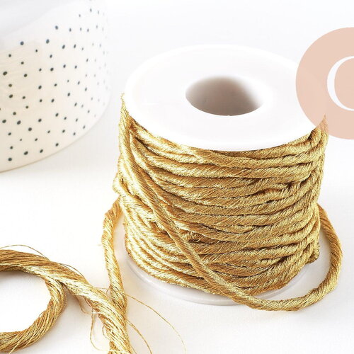 Cordon macramé polyester or foncé 3mm, x1 mètre (g10475)