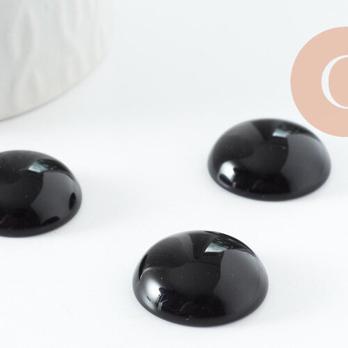 Cabochon rond agate naturelle teintée noir 20mm, cabochon pour création bijoux pierre naturelle, x1 g9621
