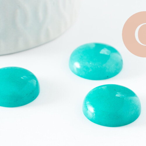 Cabochon rond jade naturel teinté turquoise 20mm, cabochon bijoux pierre naturelle, x1 g9615