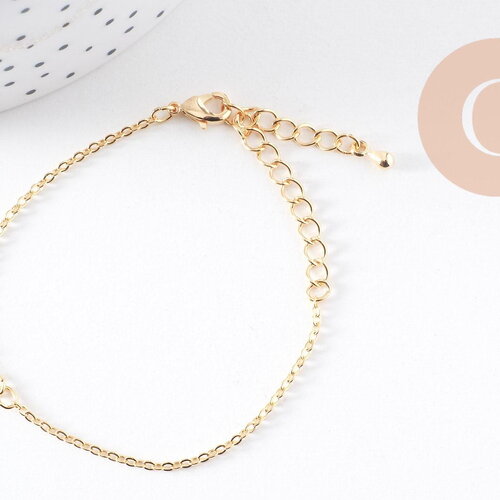 Bracelet chaine dorée forçat 16k 0.5microns 1.8mm/17cm, x1 (g5340)