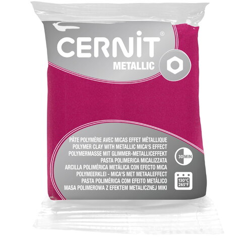 Pâte polymère cernit metallic - rouge magenta x56g (g10453)
