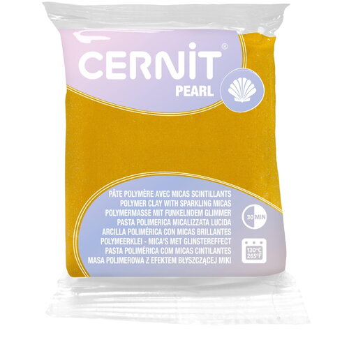 Pâte polymère cernit pearl - jaune nacré x56g (g10458)