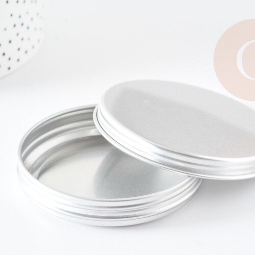 Boite rangement perles métal aluminium ronde 7.15cm, x1 (g2345)