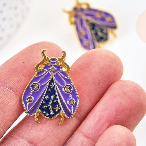 Broche pin's insecte ailé mystique doré émaillé,broche dorée,décoration veste, 27x21mm,x1 (g5549)