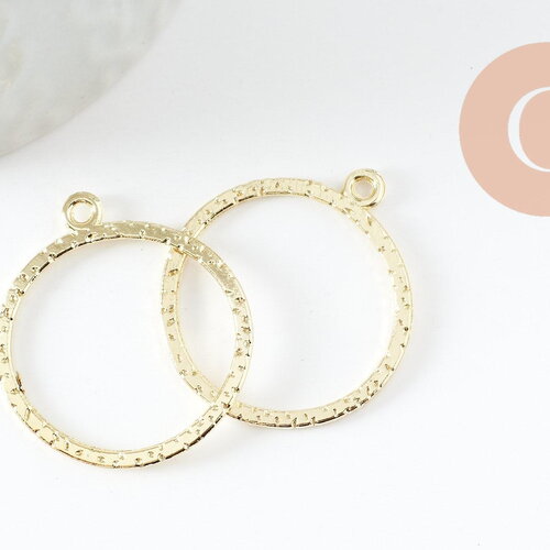 Pendentif rond imprimé zamac doré 30.5mm pour résine uv, x1 (g10025)