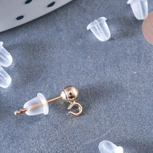 Fermoirs pour clous d'oreille silicone 4mm, x50 (g0314)