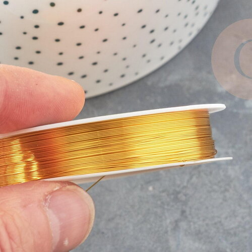 Fil de cuivre doré 0.3mm, x1 bobine de 20mètres (g9376)