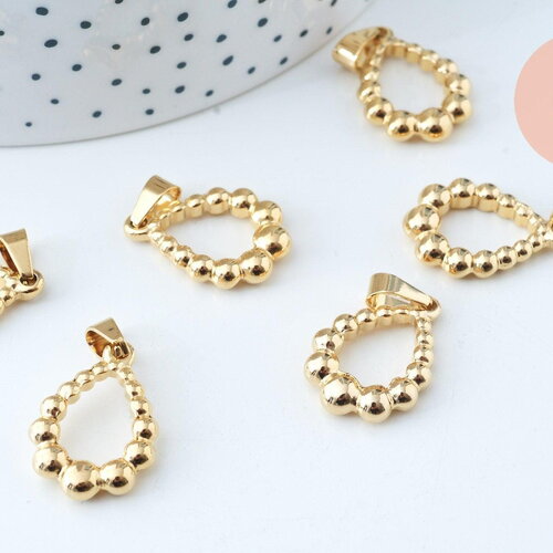 Pendentif goutte acier perlé doré inoxydable 22.5mm, un joli pendentif pour la création de bijoux diy, x1 g6081