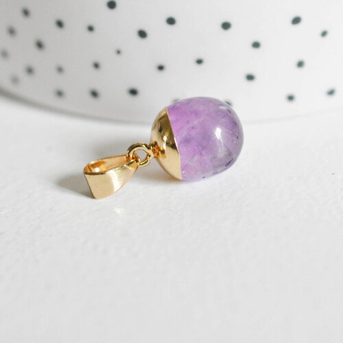 Pendentif goutte améthyste violette, pendentif pierre, support doré, création bijoux pierre naturelle, pierre naturelle, 17-19mm, x1 g3717