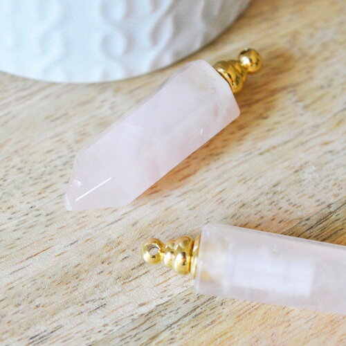 Pendentif bouteille parfum quartz rose pointe,pendentif pierre naturelle,pendentif collier,pendentif quartz naturel,46.5mm g4511