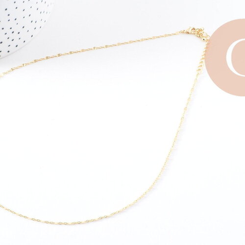Chaine fine complète avec fermoir collier cuivre doré fantaisie 16k 1.3 mm-45cm, x1 (g0309)