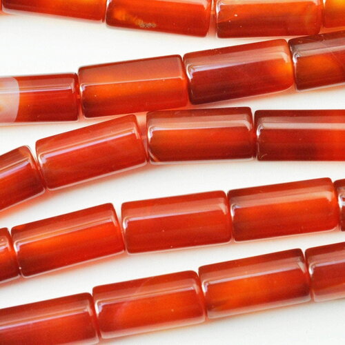 Perle tube cornaline agate naturelle, pierre naturelle, 16-18mm, fil de 39cm, x1 (g5186)