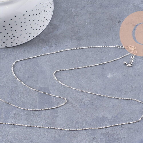 Chaine dorure rhodium,chaine collier,,chaine complète,cuivre argenté,chaine dorure or blanc 80cm, x1 (g1122)