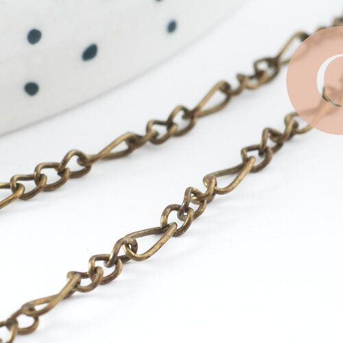 Chaine maille figaro fer bronze 3-7mm, x5 metres (g10011)
