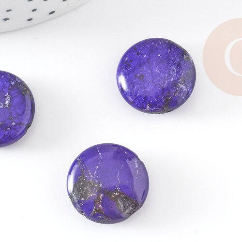 Perles rondes en howlite violet, perles howlite, howlite naturelle, 20mm, x5 (g1601)
