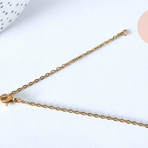 Bracelet fine maille acier doré 14kavec anneaux,bracelet acier doré inoxydable,sans nickel, 18cm, x1 g5436