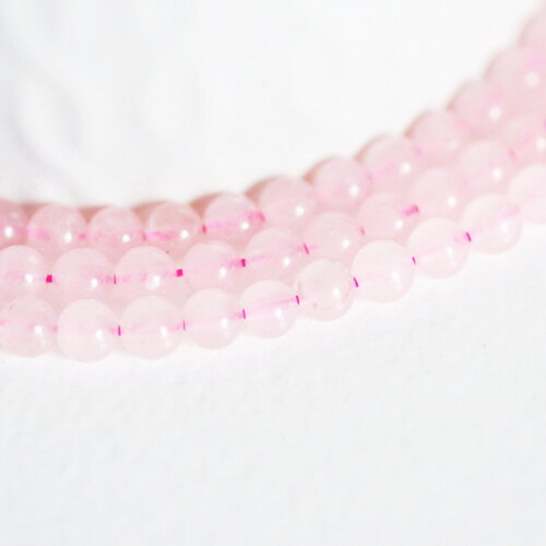 Perle ronde quartz rose, quartz rose naturel, perle pierre, pierre précieuse,4mm,le fil de 39cm, x1 (g2445)