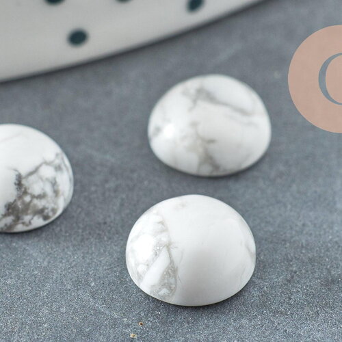Cabochon rond howlite blanche naturelle 8mm, x1 (g8689)