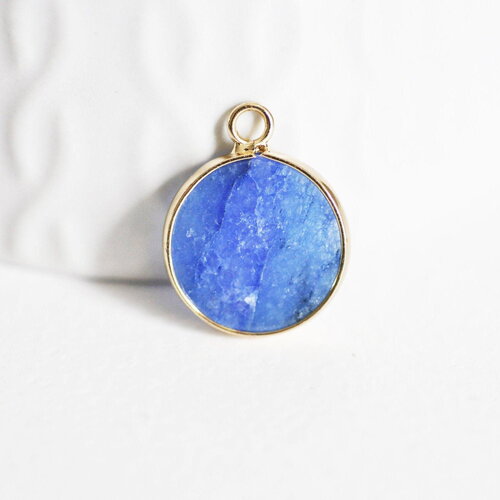 Pendentif rond jade bleu, naturel,pendentif rond,20.5mm, x1 g2173