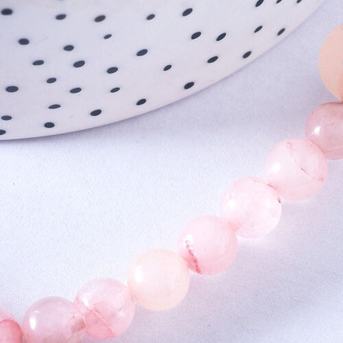 Perle ronde quartz rose 8mm,quartz rose naturel,perle quartz,perle pierre,pierre précieuse ,4mm,le fil de 38cm, x1 (g6719)