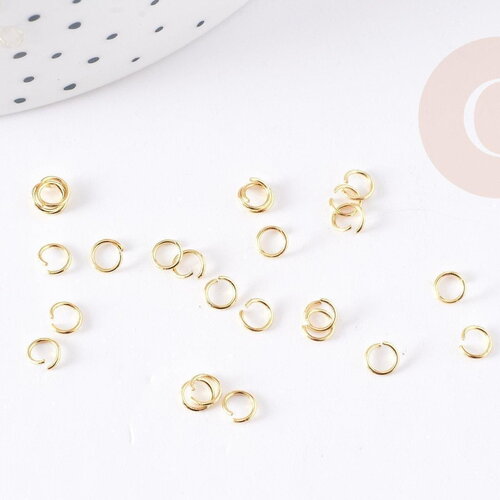 Anneaux ronds acier 304 inoxydable doré 18k 4mm, x50 (g3059)