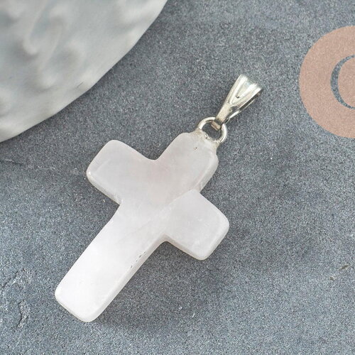 Pendentif croix quartz rose, fournitures créatives, pendentif pierre naturelle,quartz rose naturel, 15mm, x1 g0705