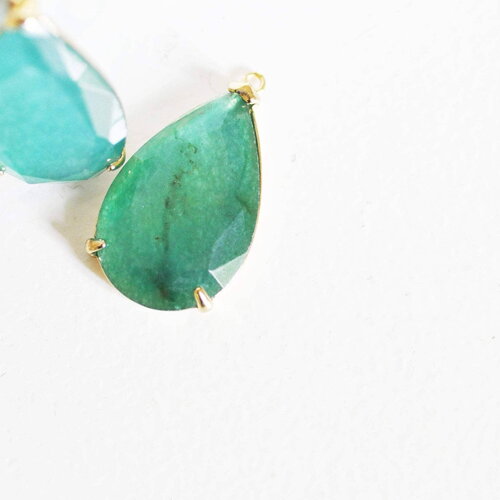 Pendentif goutte agate vert support doré, pendentif pierre,agate naturelle,agate verte,création bijoux, pierre naturelle, 32mm, x1 g2435
