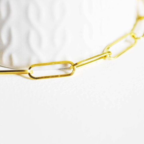 Chaine doré maille rectangle fer, chaine collier, chaine large,18x6mm, x1 mètre g1789