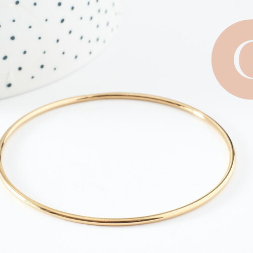 Bracelet jonc tibétain 2mm acier doré 67mm x1 (g9801)