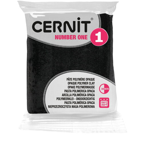Pâte polymère cernit number one opaque - noir x56g (g10440)