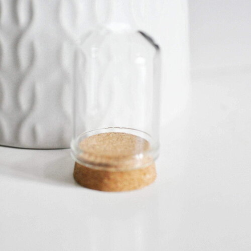 Mini cloche en verre et support en liège, bouteille verre,cloche verre, présentoir, création bijoux, 36.5mm, x1,g763