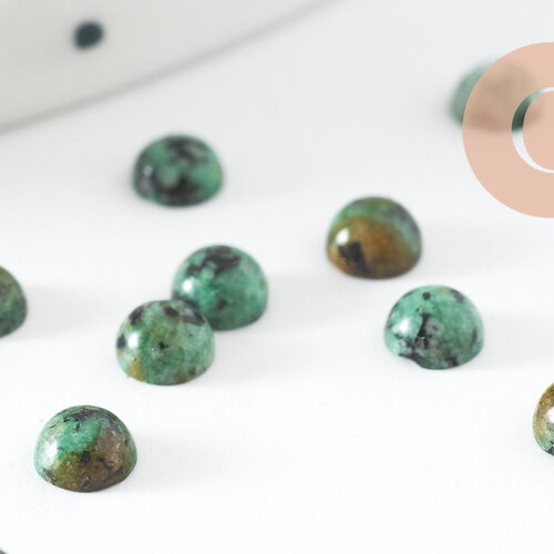 Cabochon rond turquoise africaine 4mm, cabochon rond en pierre naturelle, x1 (g10039)