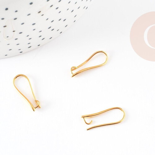 Supports boucles hameçons laiton doré 18k 20.5mm, x10 (g5976)