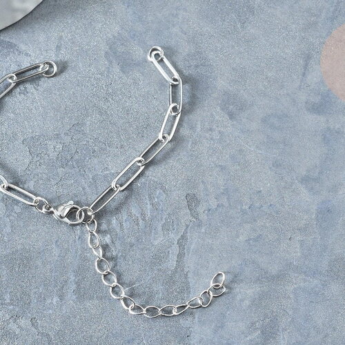 Bracelet réglable maille trombone fantaisie argenté acier 304 inoxydable 14.5cm, x1 (g7885)