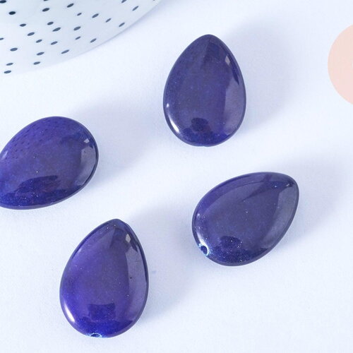 Perle goutte jade naturel bleu 25-18mm, pierre jade naturel ,bijoux en pierre naturelle, x1 g8383