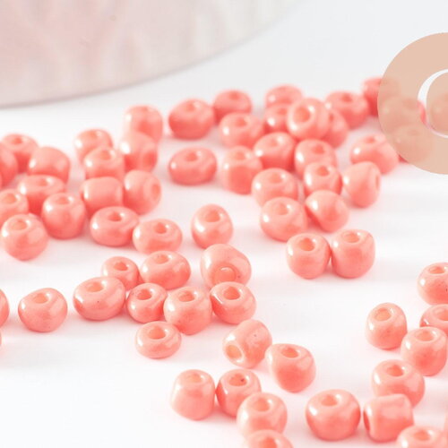 Grosses perles rocaille rose clair 4mm,perles rocaille rose opaque, perles verre, x10g (g5392)