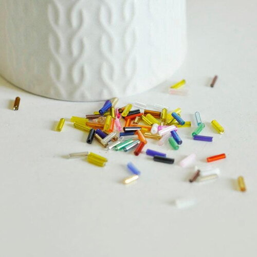 Perles rocaille tube multicolore,perles rocaille multicolores, perles métallisées multicolores,6mm x 2mm, x 5 gr g7159